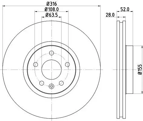 Bremsscheibe HELLA 8DD 355 129-511 Bild Bremsscheibe HELLA 8DD 355 129-511