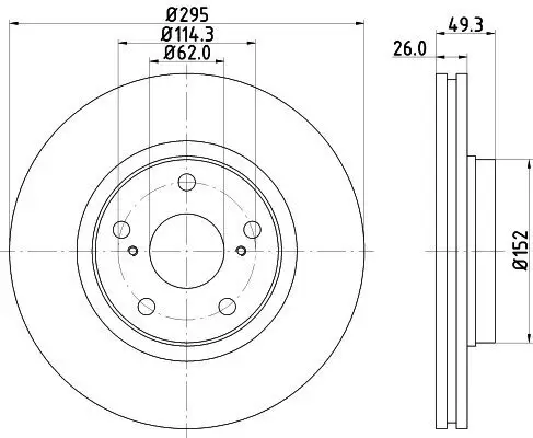 Bremsscheibe HELLA 8DD 355 114-281 Bild Bremsscheibe HELLA 8DD 355 114-281