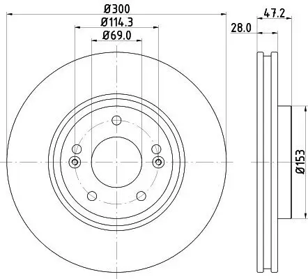 Bremsscheibe HELLA 8DD 355 114-511 Bild Bremsscheibe HELLA 8DD 355 114-511