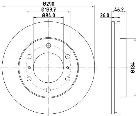 Bremsscheibe Vorderachse HELLA 8DD 355 119-071 Bild Bremsscheibe Vorderachse HELLA 8DD 355 119-071