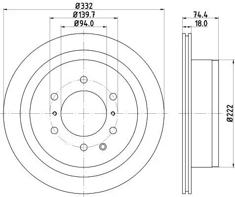 Bremsscheibe Hinterachse HELLA 8DD 355 119-091 Bild Bremsscheibe Hinterachse HELLA 8DD 355 119-091