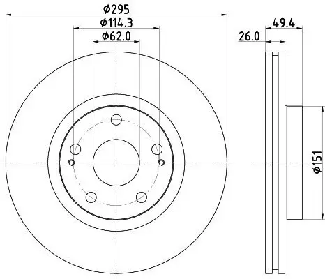 Bremsscheibe Vorderachse HELLA 8DD 355 114-671 Bild Bremsscheibe Vorderachse HELLA 8DD 355 114-671
