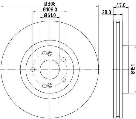 Bremsscheibe HELLA 8DD 355 128-891 Bild Bremsscheibe HELLA 8DD 355 128-891
