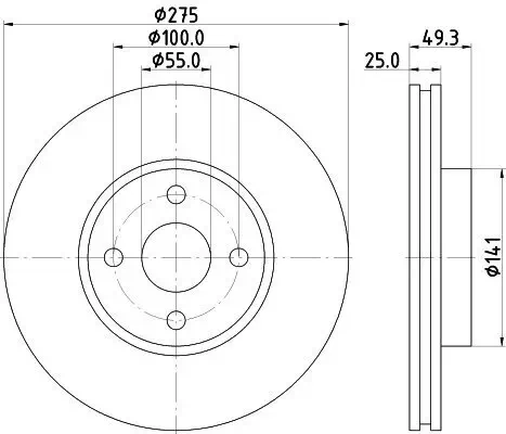 Bremsscheibe HELLA 8DD 355 115-741 Bild Bremsscheibe HELLA 8DD 355 115-741
