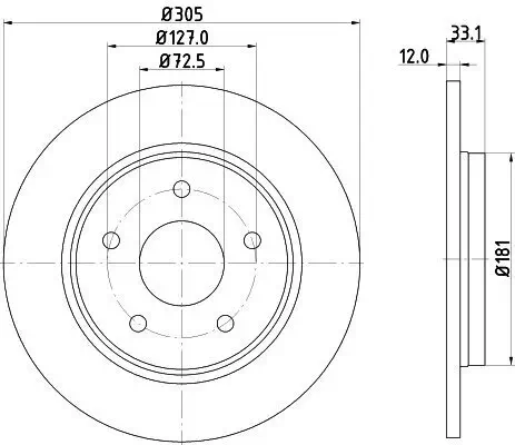 Bremsscheibe HELLA 8DD 355 129-001 Bild Bremsscheibe HELLA 8DD 355 129-001