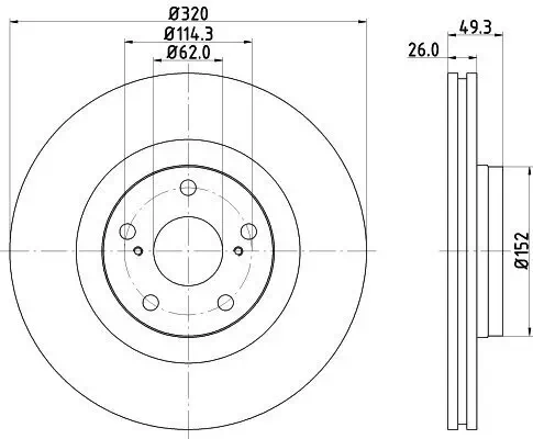 Bremsscheibe Vorderachse HELLA 8DD 355 116-131 Bild Bremsscheibe Vorderachse HELLA 8DD 355 116-131