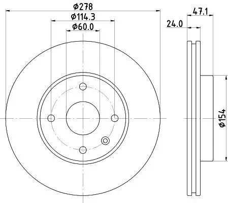Bremsscheibe Vorderachse HELLA 8DD 355 117-061 Bild Bremsscheibe Vorderachse HELLA 8DD 355 117-061