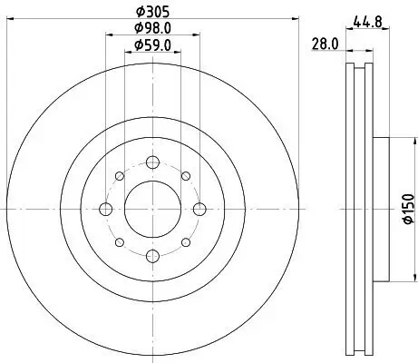 Bremsscheibe Vorderachse HELLA 8DD 355 117-111 Bild Bremsscheibe Vorderachse HELLA 8DD 355 117-111