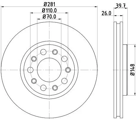 Bremsscheibe HELLA 8DD 355 117-231 Bild Bremsscheibe HELLA 8DD 355 117-231