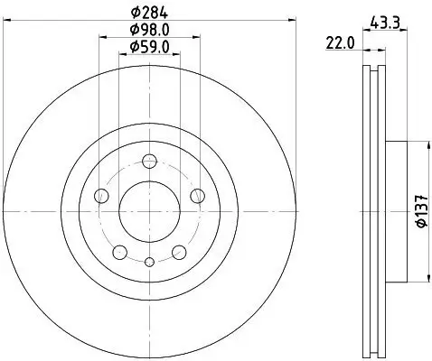 Bremsscheibe HELLA 8DD 355 118-411 Bild Bremsscheibe HELLA 8DD 355 118-411