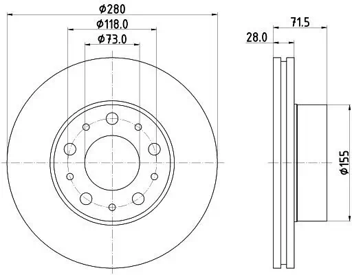 Bremsscheibe HELLA 8DD 355 125-421 Bild Bremsscheibe HELLA 8DD 355 125-421