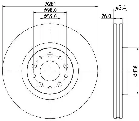 Bremsscheibe HELLA 8DD 355 132-131 Bild Bremsscheibe HELLA 8DD 355 132-131