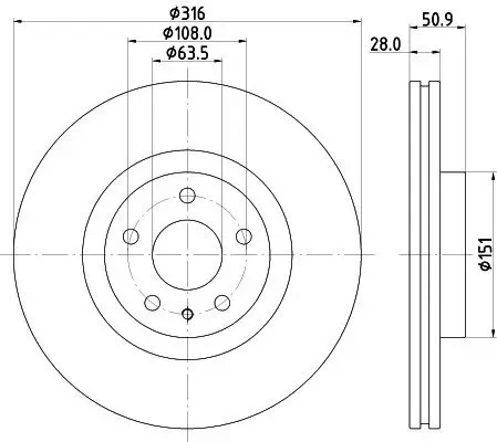 Bremsscheibe HELLA 8DD 355 132-421 Bild Bremsscheibe HELLA 8DD 355 132-421