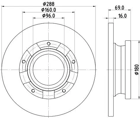 Bremsscheibe Hinterachse HELLA 8DD 355 133-071 Bild Bremsscheibe Hinterachse HELLA 8DD 355 133-071