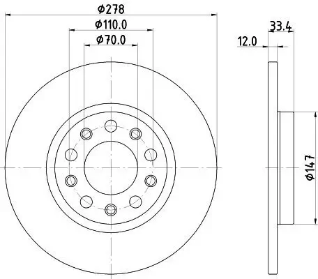 Bremsscheibe HELLA 8DD 355 133-721 Bild Bremsscheibe HELLA 8DD 355 133-721