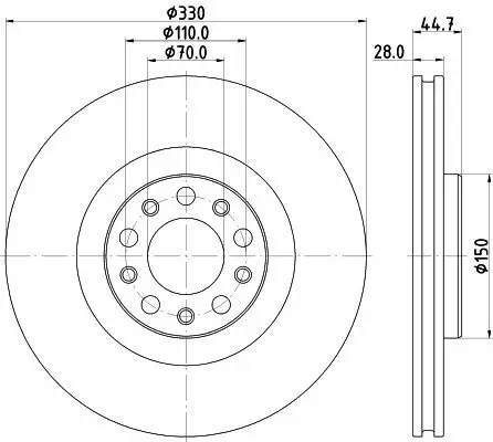 Bremsscheibe HELLA 8DD 355 134-801 Bild Bremsscheibe HELLA 8DD 355 134-801