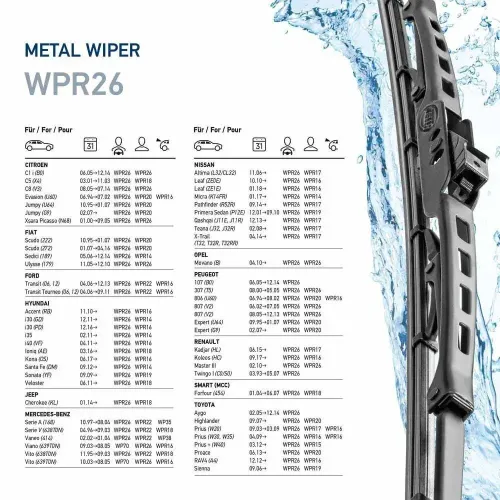 Wischblatt vorne HELLA 9XW 190 253-261 Bild Wischblatt vorne HELLA 9XW 190 253-261