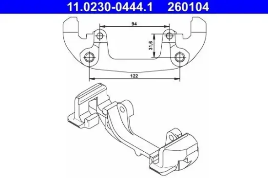 Halter, Bremssattel Vorderachse ATE 11.0230-0444.1 Bild Halter, Bremssattel Vorderachse ATE 11.0230-0444.1