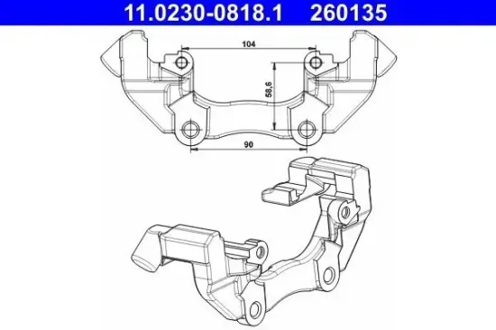 Halter, Bremssattel Vorderachse ATE 11.0230-0818.1 Bild Halter, Bremssattel Vorderachse ATE 11.0230-0818.1