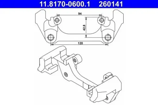 Halter, Bremssattel Vorderachse ATE 11.8170-0600.1 Bild Halter, Bremssattel Vorderachse ATE 11.8170-0600.1