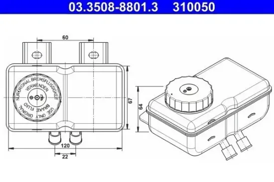Ausgleichsbehälter, Bremsflüssigkeit Motorraum ATE 03.3508-8801.3 Bild Ausgleichsbehälter, Bremsflüssigkeit Motorraum ATE 03.3508-8801.3