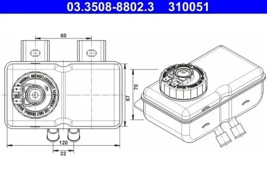 Ausgleichsbehälter, Bremsflüssigkeit ATE 03.3508-8802.3 Bild Ausgleichsbehälter, Bremsflüssigkeit ATE 03.3508-8802.3