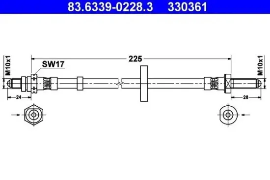 Bremsschlauch Hinterachse rechts ATE 83.6339-0228.3 Bild Bremsschlauch Hinterachse rechts ATE 83.6339-0228.3