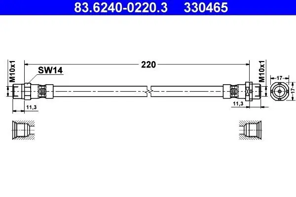 Bremsschlauch Hinterachse ATE 83.6240-0220.3