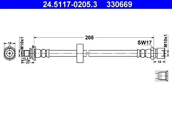 Bremsschlauch Hinterachse links ATE 24.5117-0205.3