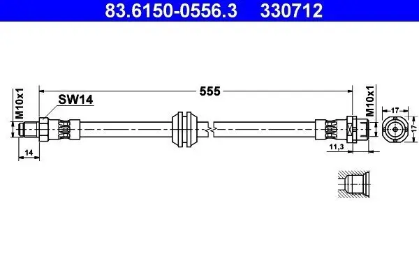 Bremsschlauch Vorderachse ATE 83.6150-0556.3