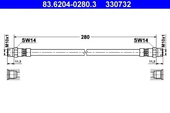 Bremsschlauch ATE 83.6204-0280.3 Bild Bremsschlauch ATE 83.6204-0280.3