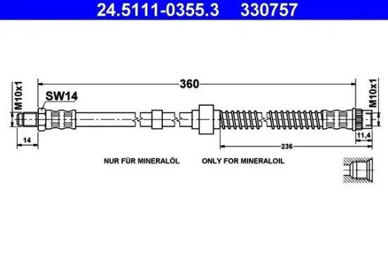 Bremsschlauch ATE 24.5111-0355.3 Bild Bremsschlauch ATE 24.5111-0355.3