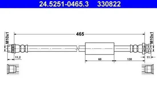 Bremsschlauch Hinterachse rechts ATE 24.5251-0465.3 Bild Bremsschlauch Hinterachse rechts ATE 24.5251-0465.3