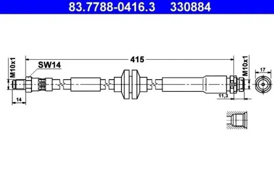 Bremsschlauch ATE 83.7788-0416.3 Bild Bremsschlauch ATE 83.7788-0416.3
