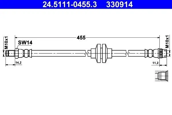 Bremsschlauch Vorderachse ATE 24.5111-0455.3