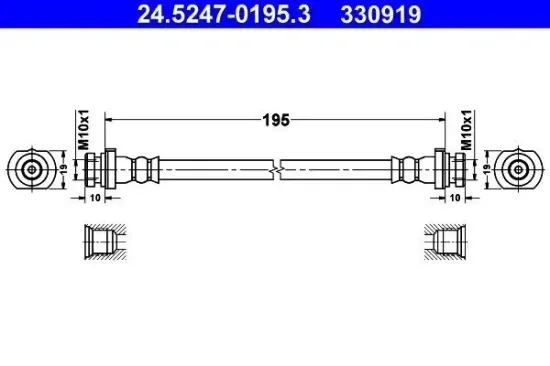 Bremsschlauch Hinterachse ATE 24.5247-0195.3 Bild Bremsschlauch Hinterachse ATE 24.5247-0195.3
