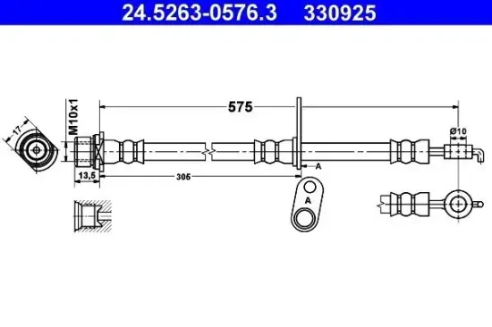Bremsschlauch Vorderachse rechts ATE 24.5263-0576.3 Bild Bremsschlauch Vorderachse rechts ATE 24.5263-0576.3