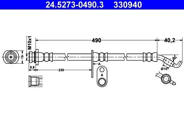 Bremsschlauch Vorderachse ATE 24.5273-0490.3