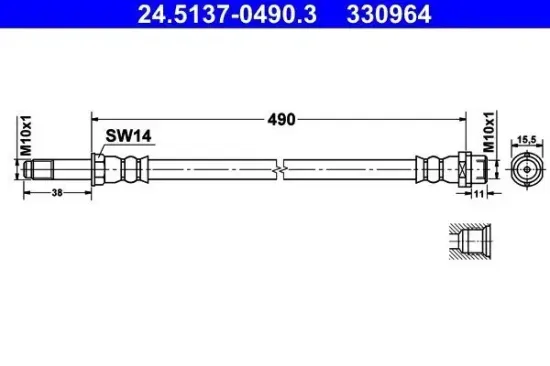 Bremsschlauch ATE 24.5137-0490.3 Bild Bremsschlauch ATE 24.5137-0490.3