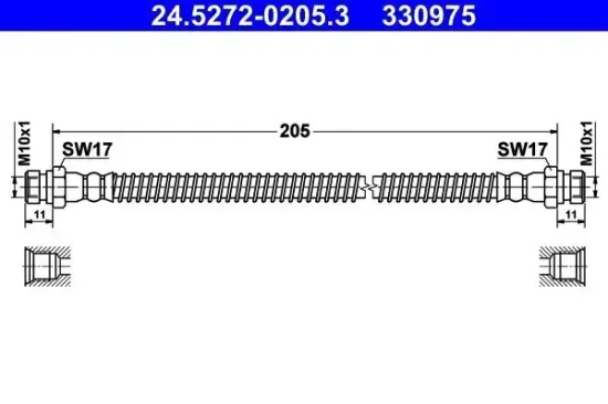 Bremsschlauch Hinterachse rechts ATE 24.5272-0205.3 Bild Bremsschlauch Hinterachse rechts ATE 24.5272-0205.3