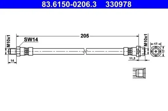 Bremsschlauch ATE 83.6150-0206.3 Bild Bremsschlauch ATE 83.6150-0206.3