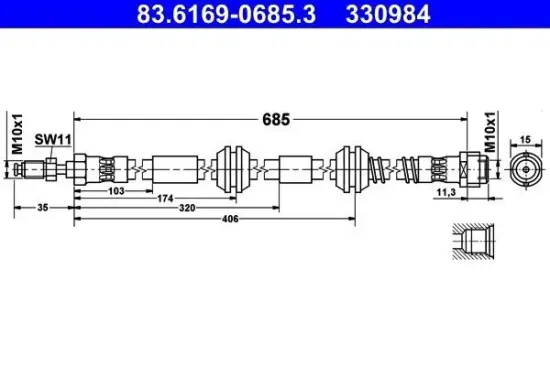 Bremsschlauch ATE 83.6169-0685.3 Bild Bremsschlauch ATE 83.6169-0685.3