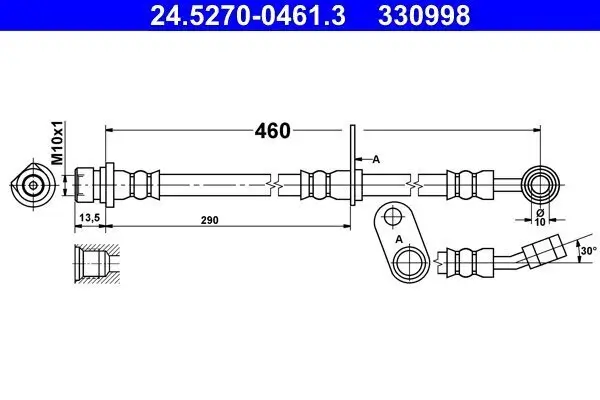 Bremsschlauch Hinterachse links ATE 24.5270-0461.3