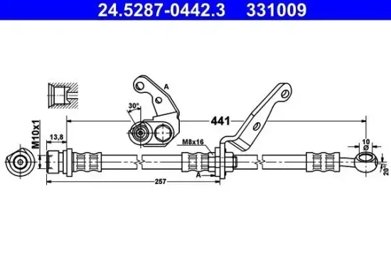 Bremsschlauch Vorderachse links ATE 24.5287-0442.3 Bild Bremsschlauch Vorderachse links ATE 24.5287-0442.3