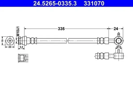 Bremsschlauch Vorderachse rechts ATE 24.5265-0335.3 Bild Bremsschlauch Vorderachse rechts ATE 24.5265-0335.3