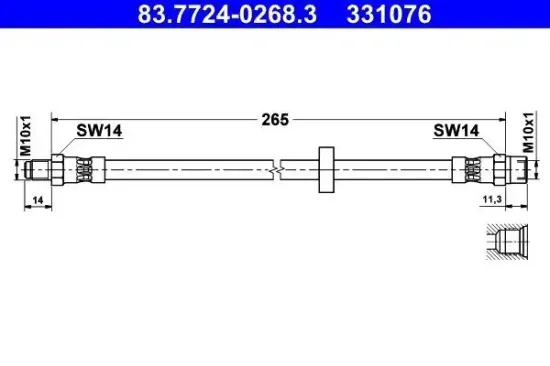 Bremsschlauch Hinterachse ATE 83.7724-0268.3 Bild Bremsschlauch Hinterachse ATE 83.7724-0268.3