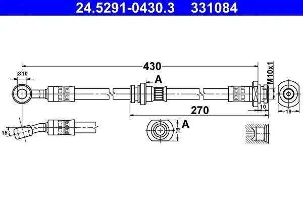 Bremsschlauch Vorderachse ATE 24.5291-0430.3