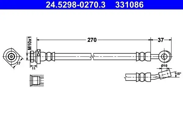 Bremsschlauch Hinterachse links ATE 24.5298-0270.3