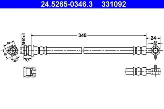 Bremsschlauch Vorderachse rechts ATE 24.5265-0346.3 Bild Bremsschlauch Vorderachse rechts ATE 24.5265-0346.3