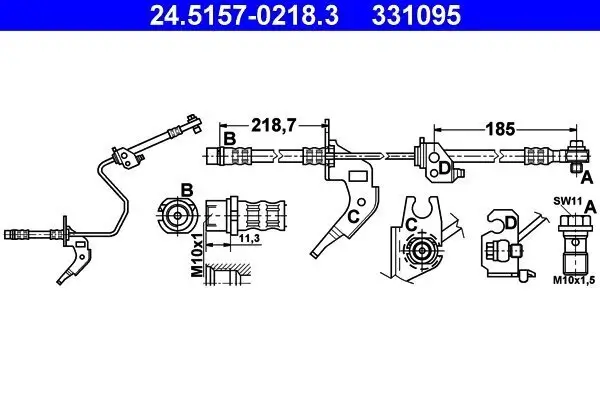 Bremsschlauch Hinterachse links ATE 24.5157-0218.3